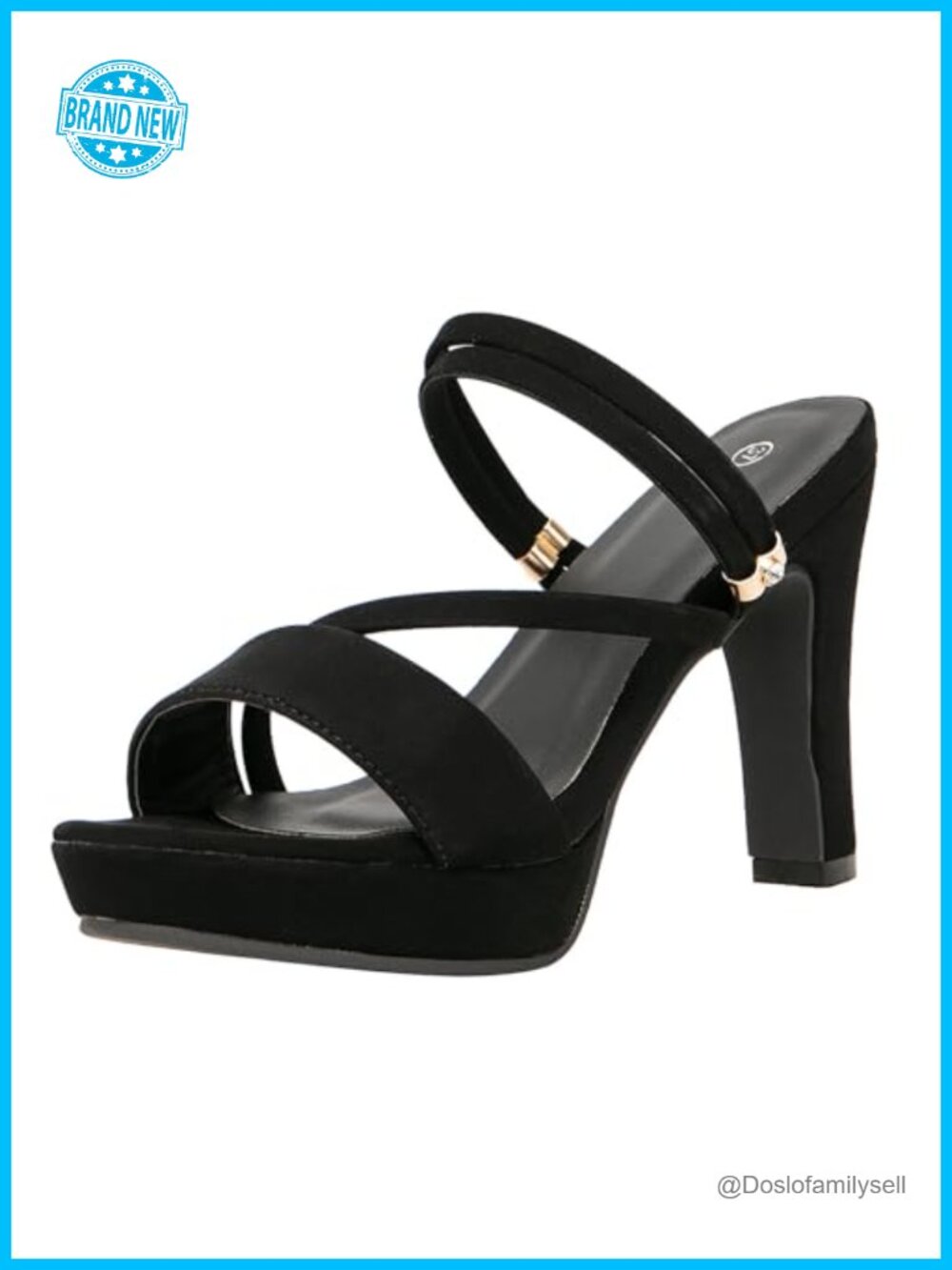 Women's Chunky High Heels Slingback Sandals Open Toe Ankle Strap Platform Dress